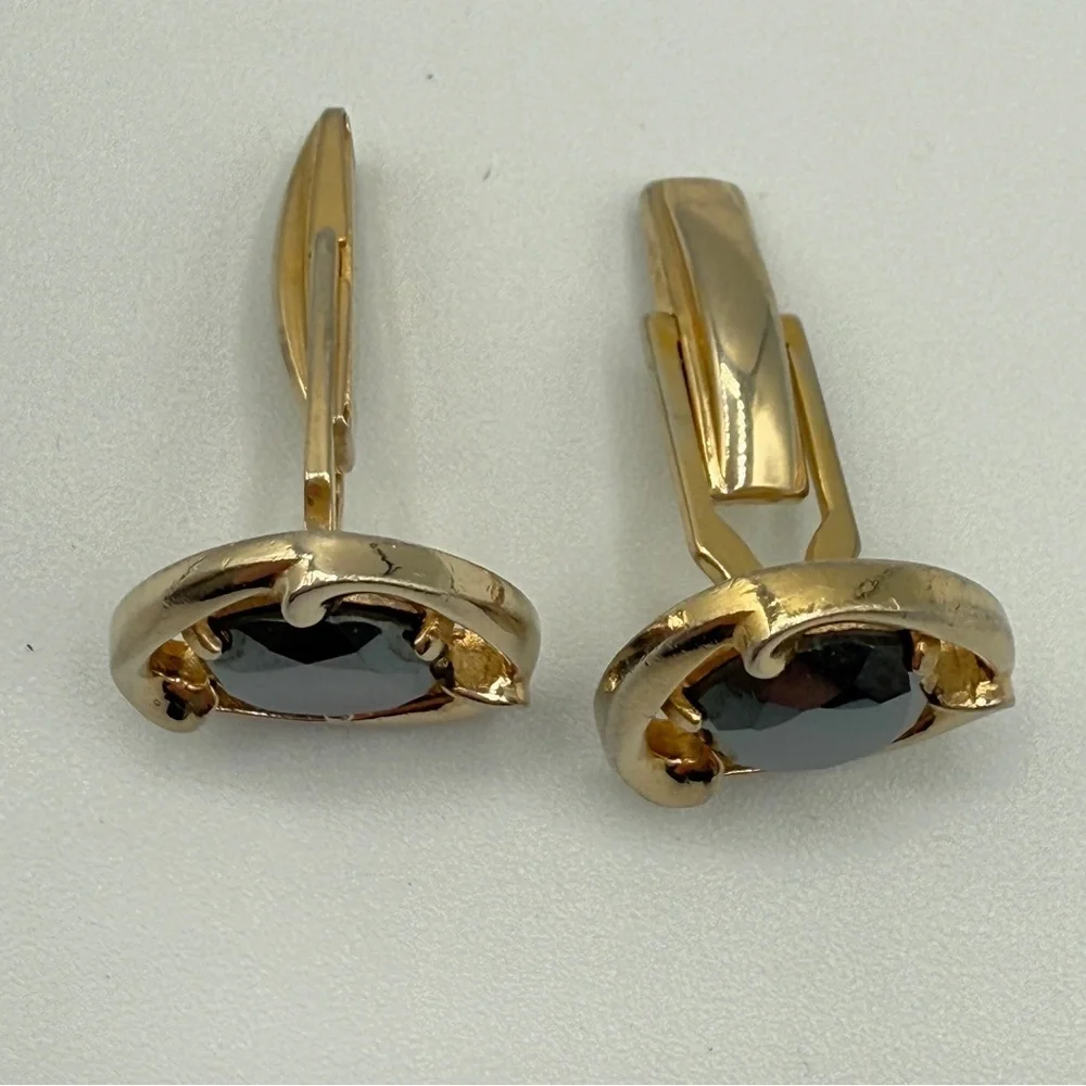 RARE Sherman Senator Cufflinks with Hematite and Gold Plated Vintage Cufflinks